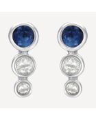 Boucles d'oreilles Dulce Diamants 0.055 ct & Saphirs 0.15 ct or blanc