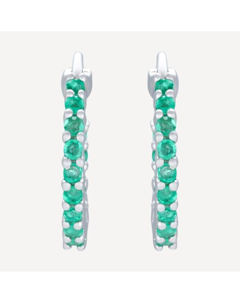 Boucles d'oreilles Lou Emeraudes 0.23 ct or blanc
