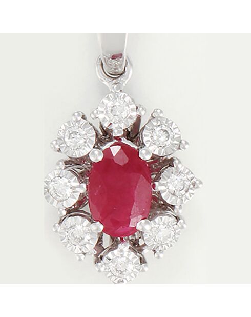 Pendentif Théa Diamants 0.064 ct & Rubis 0.60 ct or blanc