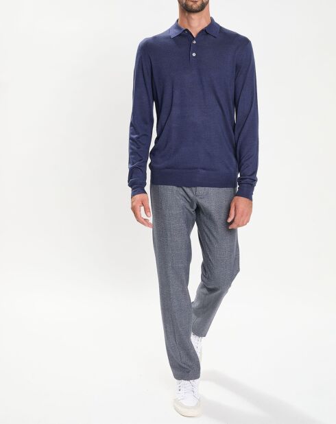 Pantalon City imprimé Prince de Galles bleu