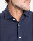 Chemise Slim Fit manches longues piquée unie bleu foncé