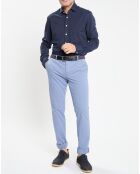 Chemise Slim Fit manches longues piquée unie bleu foncé