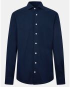Chemise Slim Fit manches longues piquée unie bleu foncé