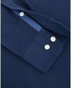 Chemise Slim Fit manches longues piquée unie bleu foncé