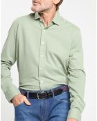 Chemise Slim Fit manches longues piquée unie verte