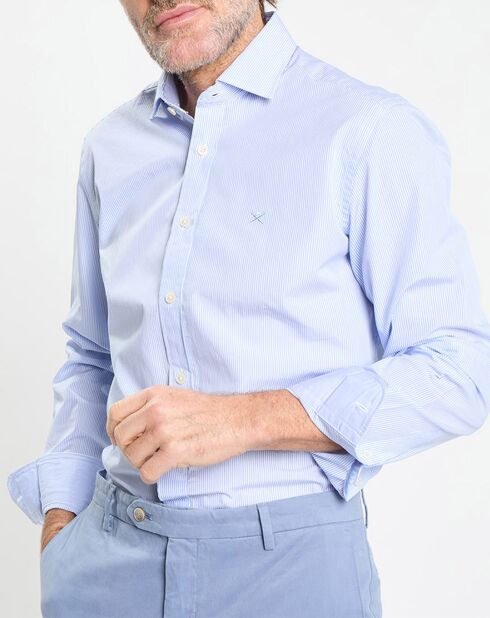 Chemise Slim Fit à rayures Milleraies bleu ciel