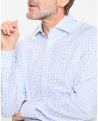 Chemise Slim Fit à vichy tricolore bleu ciel