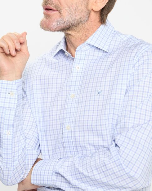 Chemise Slim Fit à vichy tricolore bleu ciel