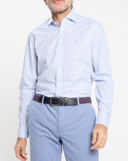 Chemise Slim Fit à vichy tricolore bleu ciel