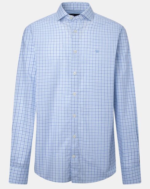 Chemise Slim Fit à vichy tricolore bleu ciel
