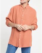 Chemise 100% Lin Slim Fit orange moyen
