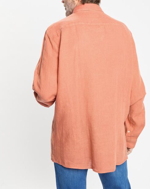 Chemise 100% Lin Slim Fit orange moyen