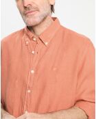 Chemise 100% Lin Slim Fit orange moyen