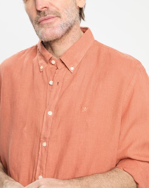 Chemise 100% Lin Slim Fit orange moyen