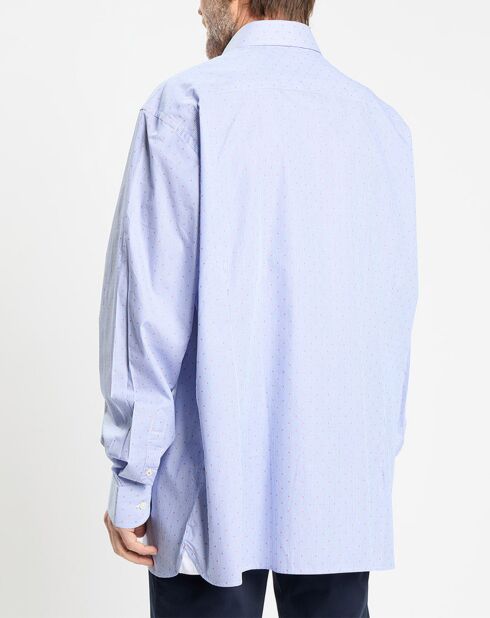 Chemise Slim Fit Jacquard à rayures milleraies bleue