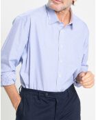 Chemise Slim Fit Jacquard à rayures milleraies bleue