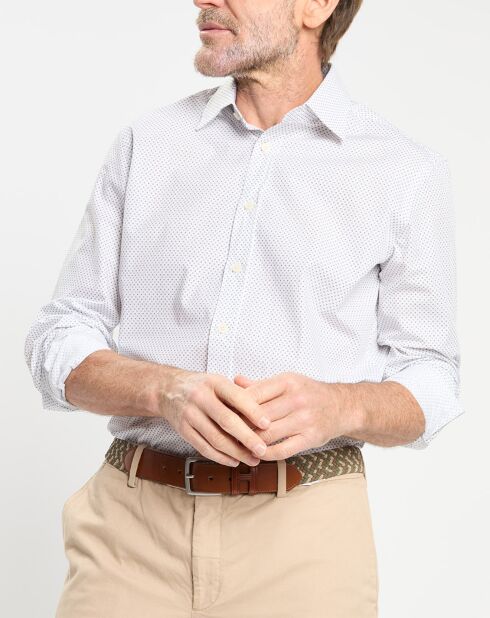 Chemise Slim Fit à micro imprimé géométrique blanche