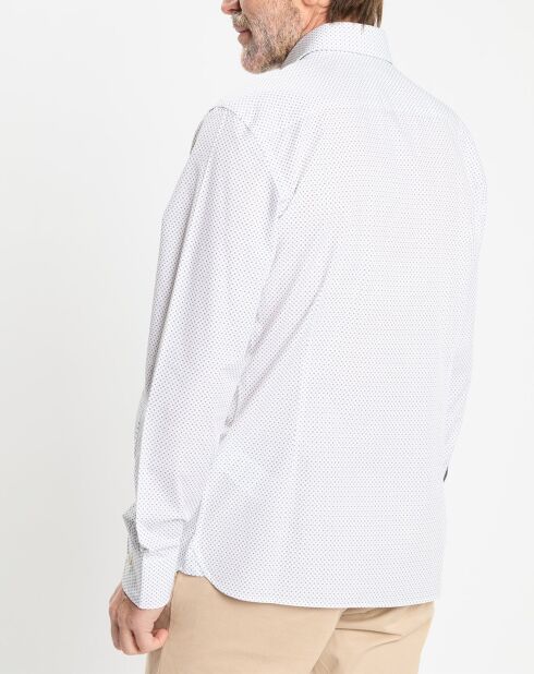 Chemise Slim Fit à micro imprimé géométrique blanche