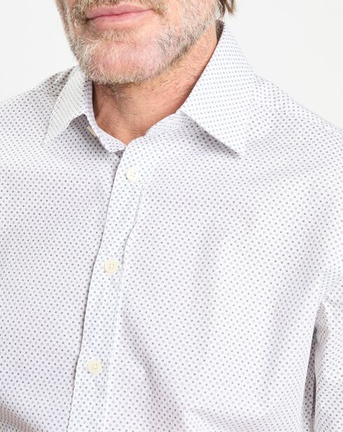 Chemise Slim Fit à micro imprimé géométrique blanche