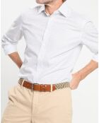 Chemise Slim Fit à micro imprimé géométrique blanche