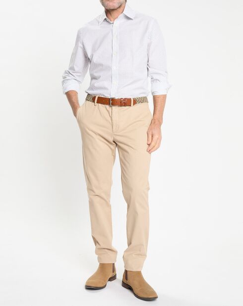 Chemise Slim Fit à micro imprimé géométrique blanche