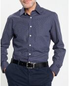Chemise Slim Fit à micro imprimé géométrique bleue