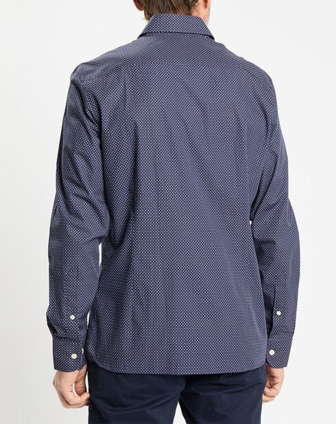 Chemise Slim Fit à micro imprimé géométrique bleue
