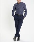 Chemise Slim Fit à micro imprimé géométrique bleue