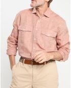 Chemise 100% Lin Slim Fit double poche orange moyen