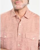 Chemise 100% Lin Slim Fit double poche orange moyen