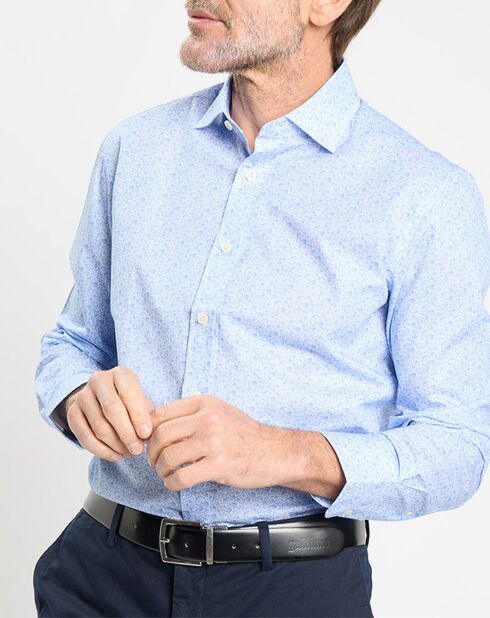 Chemise Slim Fit à imprimé coquillage bleu ciel
