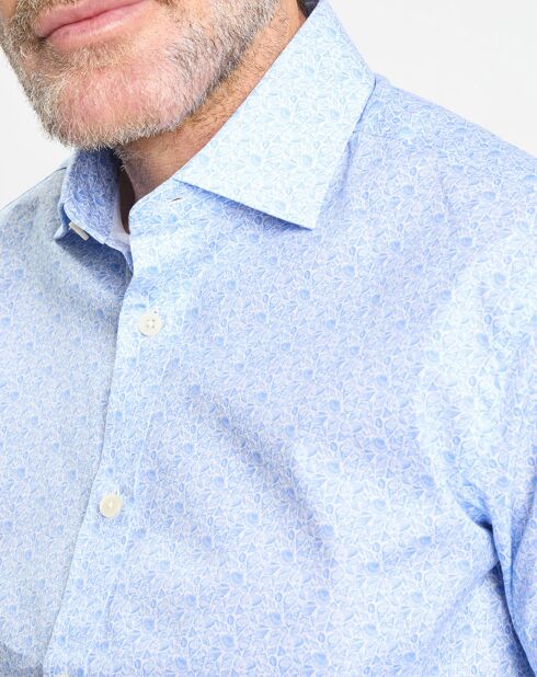 Chemise Slim Fit à imprimé coquillage bleu ciel