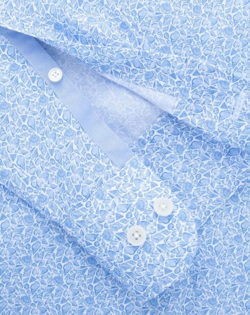 Chemise Slim Fit à imprimé coquillage bleu ciel