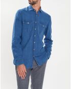 Chemise Slim Fit en Lin & Coton Saharien bleu moyen