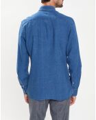 Chemise Slim Fit en Lin & Coton Saharien bleu moyen