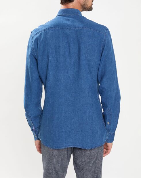 Chemise Slim Fit en Lin & Coton Saharien bleu moyen