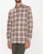 Chemise Slim Fit en Flanelle Tartan beige/rouge/kaki