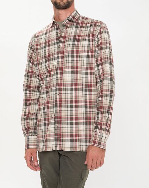 Chemise Slim Fit en Flanelle Tartan beige/rouge/kaki