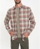 Chemise Slim Fit en Flanelle Tartan beige/rouge/kaki