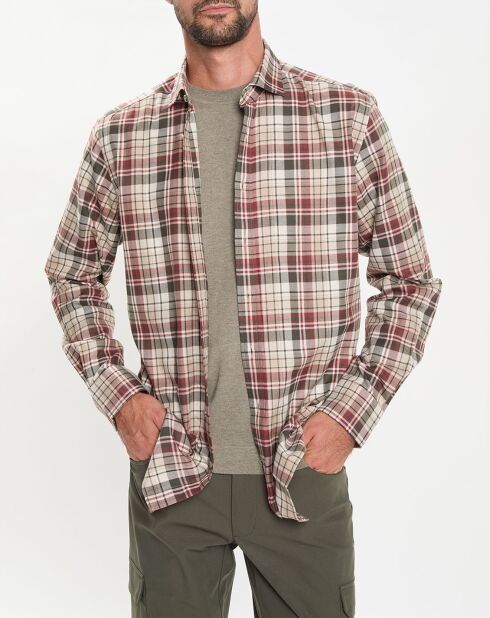 Chemise Slim Fit en Flanelle Tartan beige/rouge/kaki
