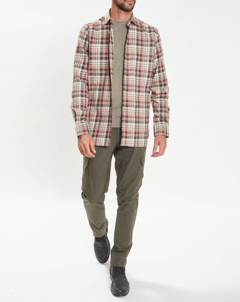 Chemise Slim Fit en Flanelle Tartan beige/rouge/kaki
