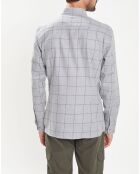 Chemise Slim Fit en Flanelle à carreaux gris clair