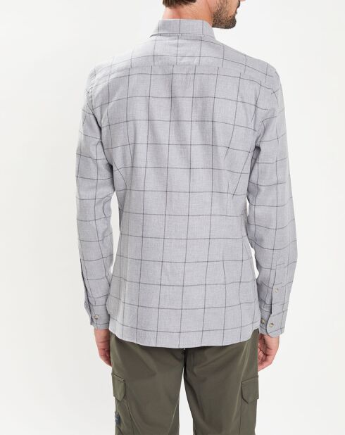 Chemise Slim Fit en Flanelle à carreaux gris clair