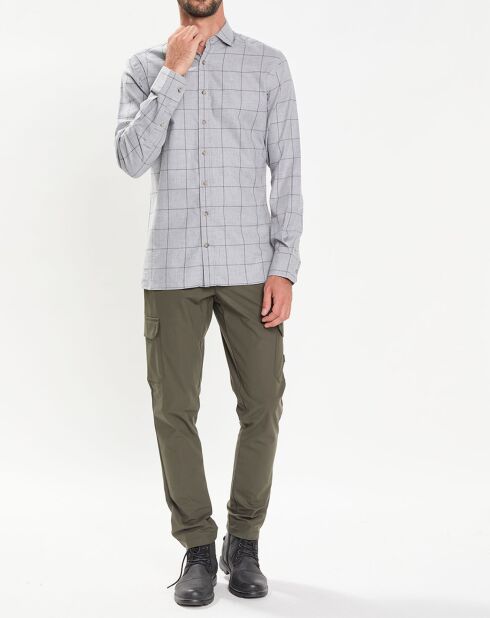 Chemise Slim Fit en Flanelle à carreaux gris clair