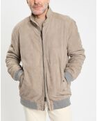 Blouson en Velours de Cuir beige