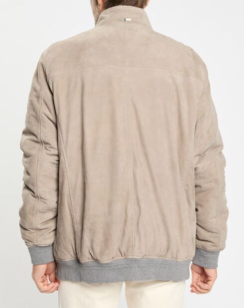 Blouson en Velours de Cuir beige