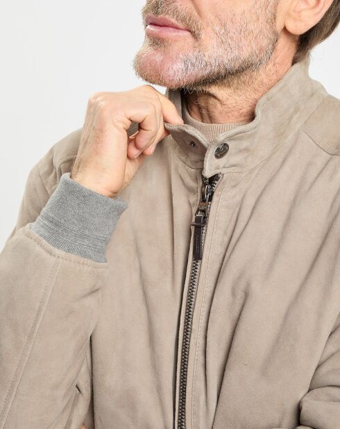 Blouson en Velours de Cuir beige