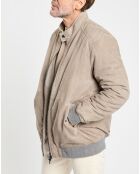 Blouson en Velours de Cuir beige