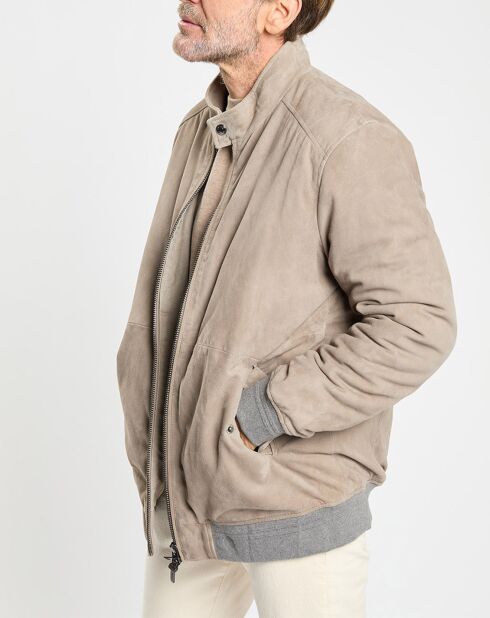 Blouson en Velours de Cuir beige