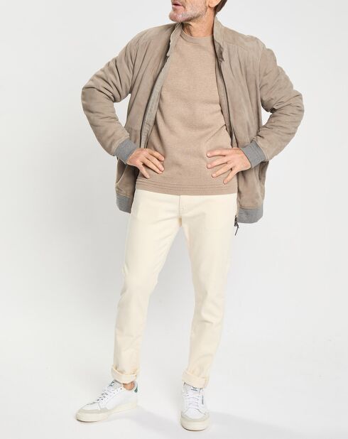 Blouson en Velours de Cuir beige